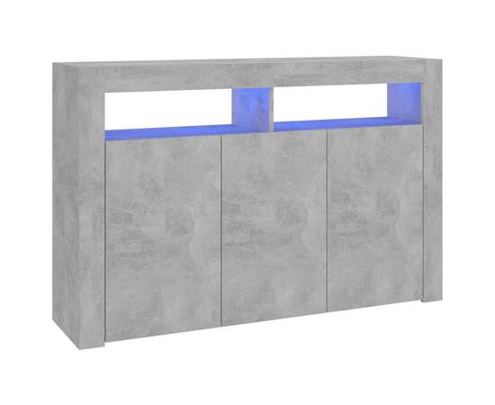 Servantă cu lumini led,gri beton, 115,5x30x75 cm, 2 image