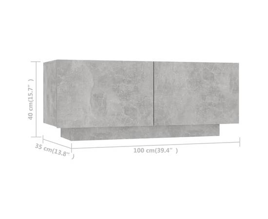Comodă tv, gri beton, 100x35x40 cm, pal, 8 image