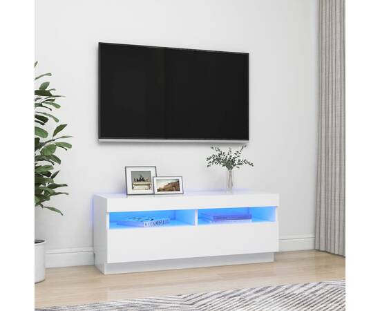 Comodă tv cu lumini led, alb, 100x35x40 cm