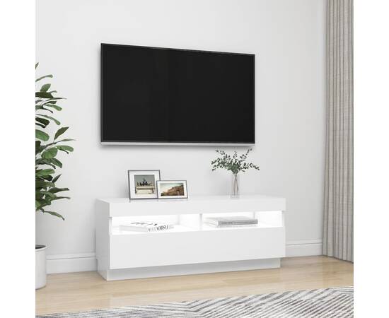 Comodă tv cu lumini led, alb, 100x35x40 cm, 6 image