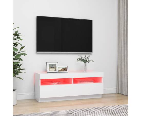 Comodă tv cu lumini led, alb, 100x35x40 cm, 3 image