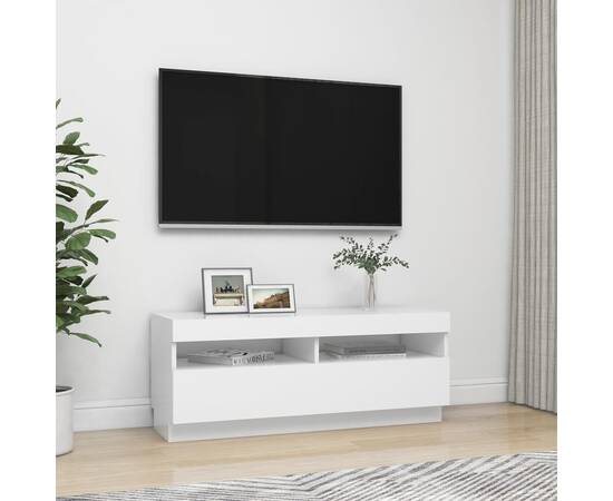 Comodă tv cu lumini led, alb, 100x35x40 cm, 5 image