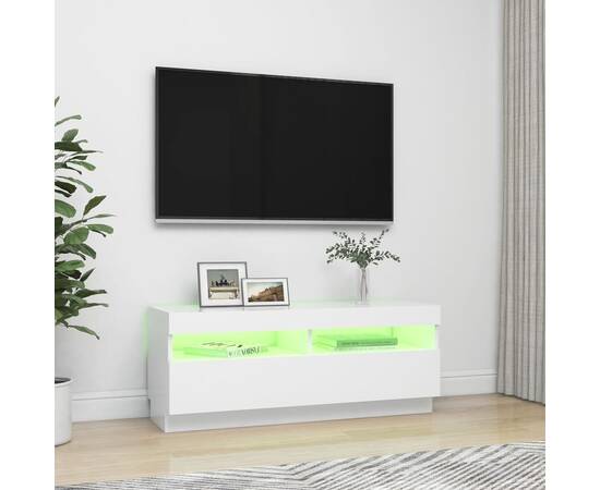 Comodă tv cu lumini led, alb, 100x35x40 cm, 4 image