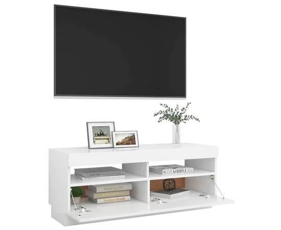 Comodă tv cu lumini led, alb, 100x35x40 cm, 7 image