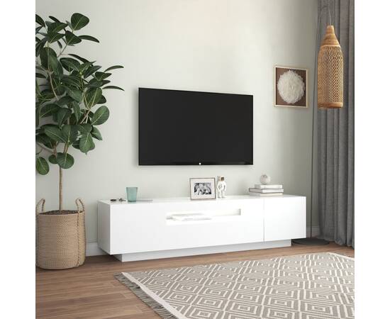 Comodă tv cu lumini led, alb, 160x35x40 cm, 4 image