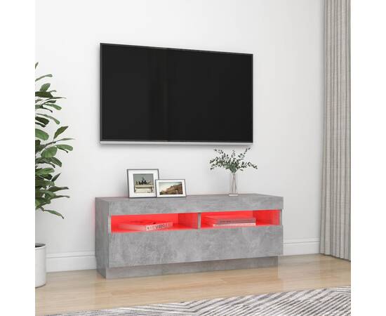 Comodă tv cu lumini led, gri beton, 100x35x40 cm, 3 image