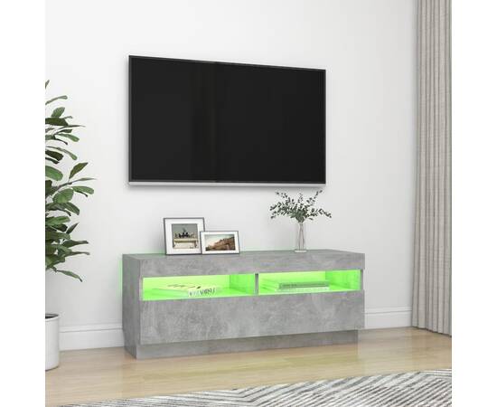 Comodă tv cu lumini led, gri beton, 100x35x40 cm, 4 image