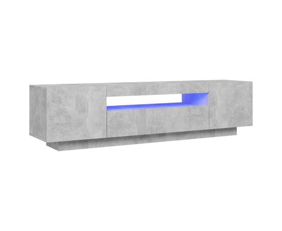 Comodă tv cu lumini led, gri beton, 160x35x40 cm, 2 image