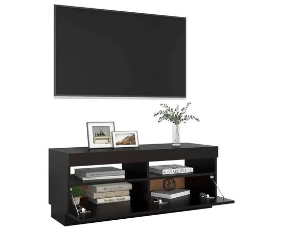 Comodă tv cu lumini led, negru, 100x35x40 cm, 7 image