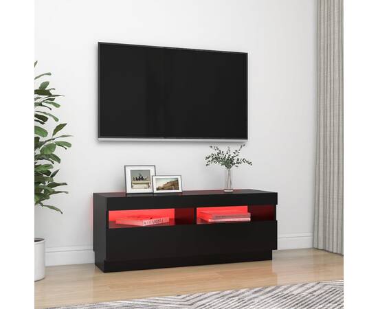 Comodă tv cu lumini led, negru, 100x35x40 cm, 3 image