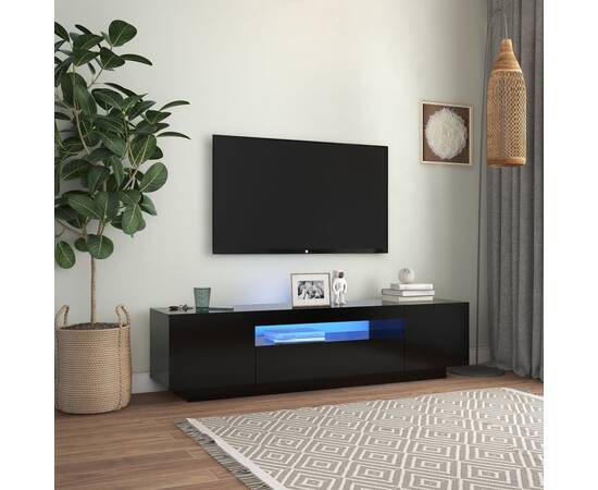 Comodă tv cu lumini led, negru, 160x35x40 cm