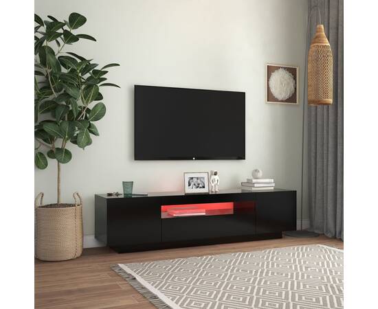 Comodă tv cu lumini led, negru, 160x35x40 cm, 4 image