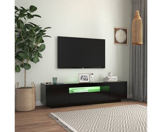 Comodă tv cu lumini led, negru, 160x35x40 cm, 3 image