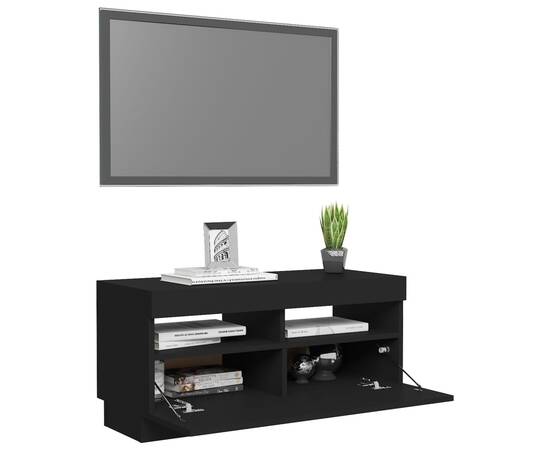 Comodă tv cu lumini led, negru, 80x35x40 cm, 6 image