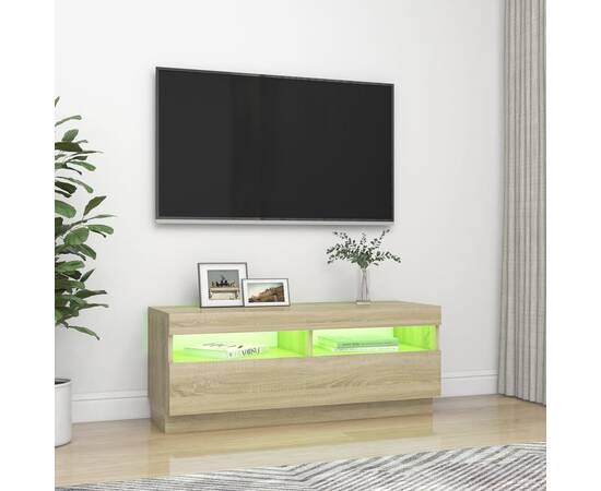 Comodă tv cu lumini led, stejar sonoma, 100x35x40 cm, 4 image