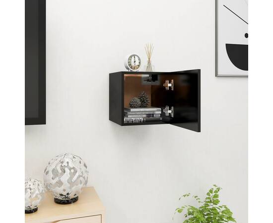 Dulap tv montaj pe perete, negru, 30,5x30x30 cm