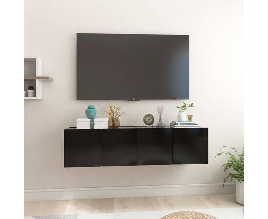 Dulapuri tv suspendate, 2 buc., negru, 60x30x30 cm