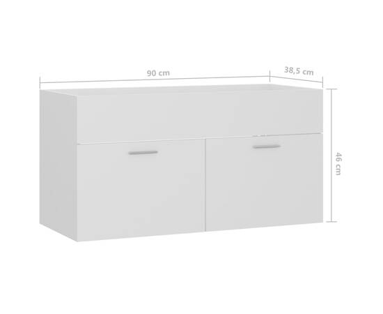 Dulap de chiuvetă, alb, 90x38,5x46 cm, pal, 8 image