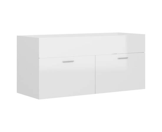 Dulap de chiuvetă, alb extralucios, 100x38,5x46 cm, pal, 2 image