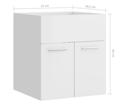 Dulap de chiuvetă, alb extralucios, 41x38,5x46 cm, pal, 8 image