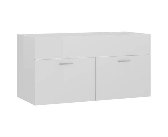 Dulap de chiuvetă, alb extralucios, 90x38,5x46 cm, pal, 2 image