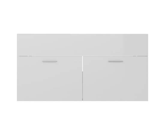 Dulap de chiuvetă, alb extralucios, 90x38,5x46 cm, pal, 5 image