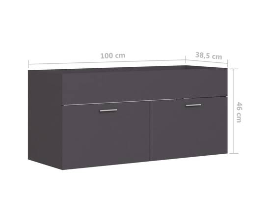 Dulap de chiuvetă, gri, 100x38,5x46 cm, pal, 8 image