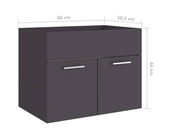 Dulap de chiuvetă, gri, 60x38,5x46 cm, pal, 8 image