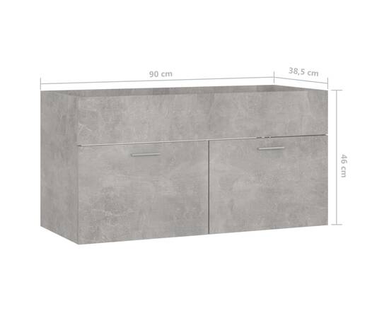 Dulap de chiuvetă, gri beton, 90x38,5x46 cm, pal, 8 image