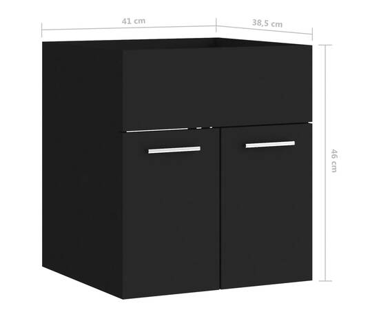 Dulap de chiuvetă, negru, 41x38,5x46 cm, pal, 8 image
