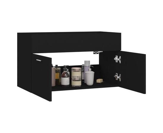 Dulap de chiuvetă, negru, 80x38,5x46 cm, pal, 4 image