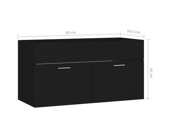 Dulap de chiuvetă, negru, 90x38,5x46 cm, pal, 8 image