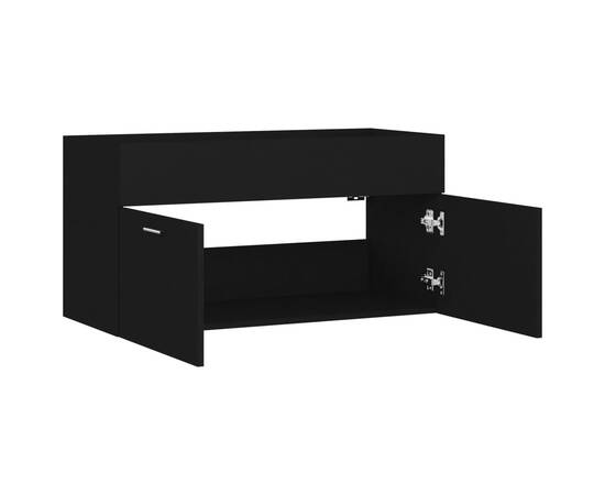 Dulap de chiuvetă, negru, 90x38,5x46 cm, pal, 7 image
