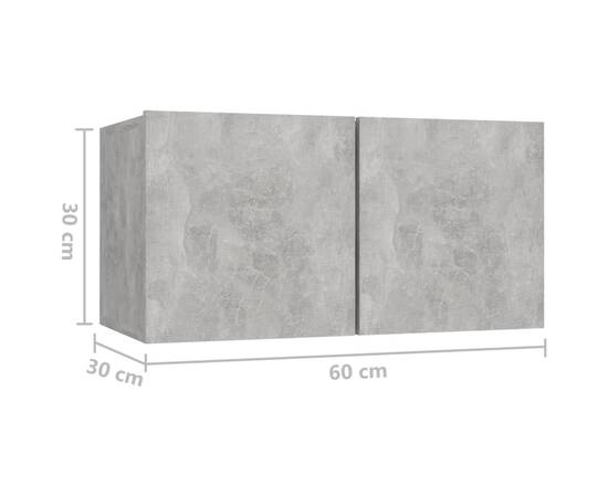 Dulap tv suspendat, gri beton, 60x30x30 cm, 8 image