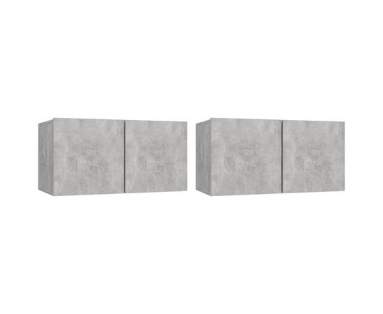 Dulapuri tv suspendate, 2 buc., gri beton, 60x30x30 cm, 2 image