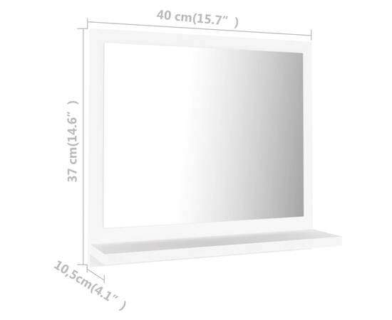 Oglindă de baie, alb, 40 x 10,5 x 37 cm, pal, 7 image