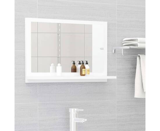 Oglindă de baie, alb, 60 x 10,5 x 37 cm, pal