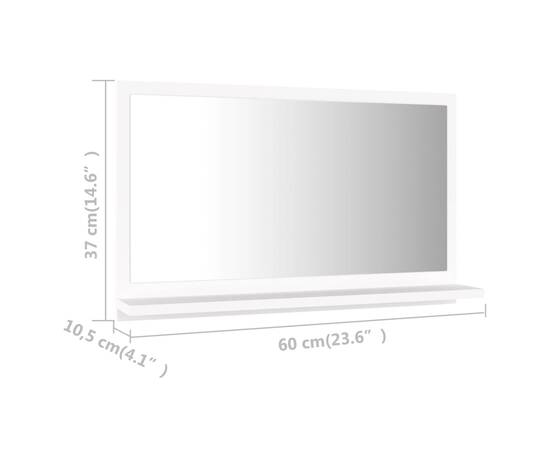 Oglindă de baie, alb, 60 x 10,5 x 37 cm, pal, 7 image