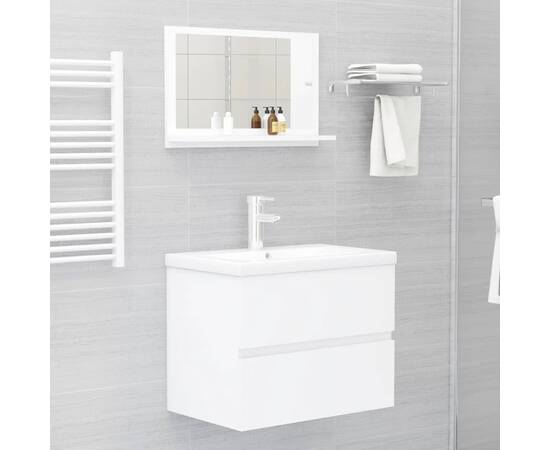 Oglindă de baie, alb, 60 x 10,5 x 37 cm, pal, 4 image