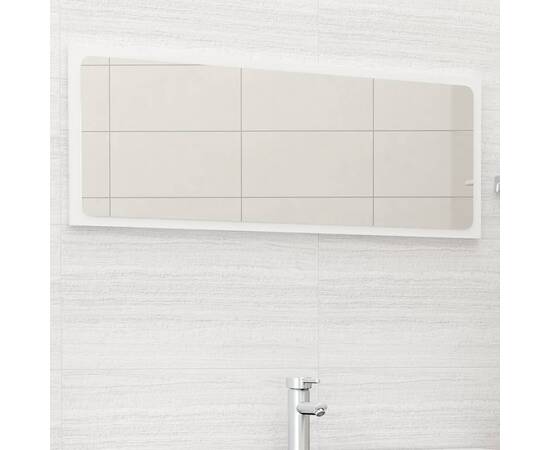Oglindă de baie, alb extralucios, 100x1,5x37 cm, pal