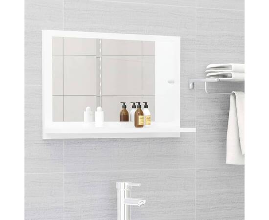 Oglindă de baie, alb extralucios, 60 x 10,5 x 37 cm, pal