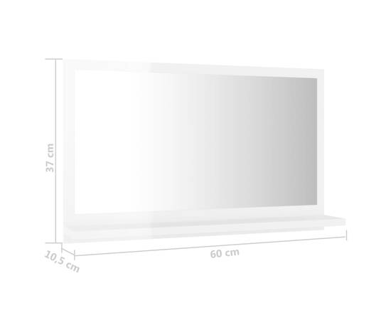 Oglindă de baie, alb extralucios, 60 x 10,5 x 37 cm, pal, 7 image