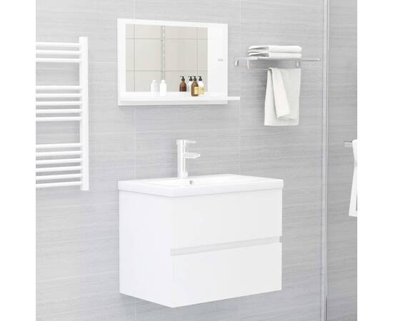 Oglindă de baie, alb extralucios, 60 x 10,5 x 37 cm, pal, 4 image