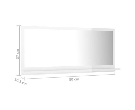 Oglindă de baie, alb extralucios, 80 x 10,5 x 37 cm, pal, 7 image