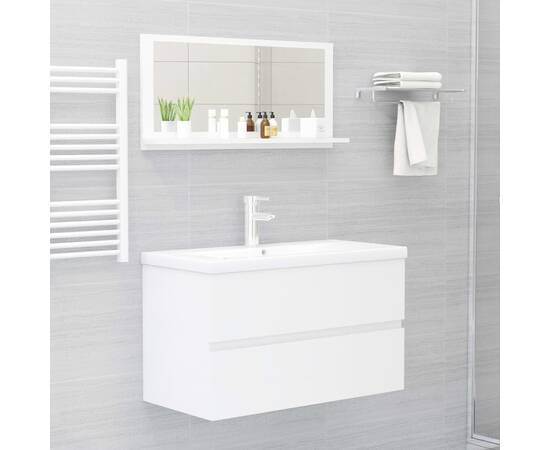 Oglindă de baie, alb extralucios, 80 x 10,5 x 37 cm, pal, 4 image