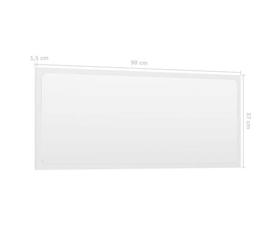 Oglindă de baie, alb extralucios, 90x1,5x37 cm, pal, 5 image