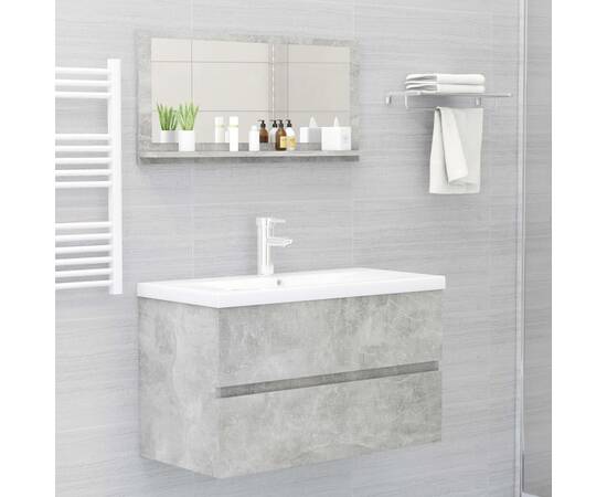 Oglindă de baie, gri beton, 80 x 10,5 x 37 cm, pal, 4 image