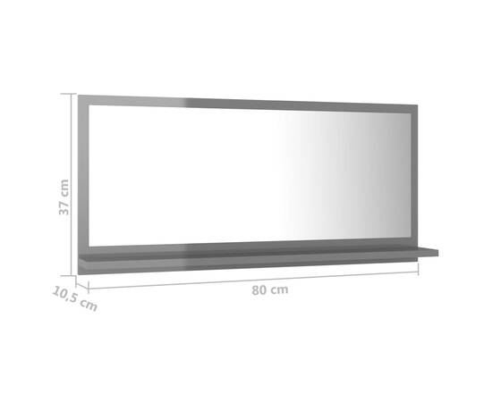 Oglindă de baie, gri extralucios, 80 x 10,5 x 37 cm, pal, 7 image