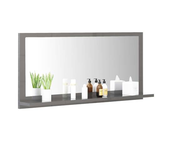 Oglindă de baie, gri extralucios, 80 x 10,5 x 37 cm, pal, 3 image