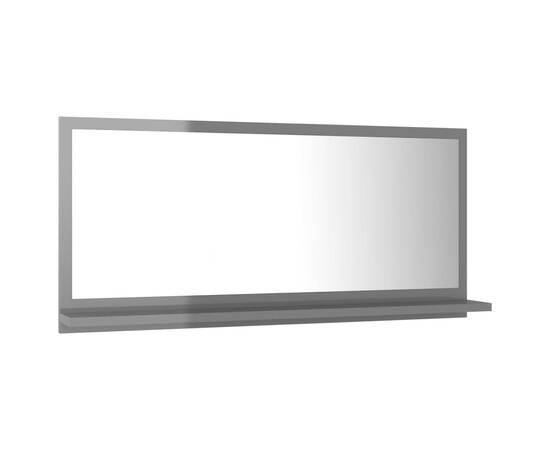Oglindă de baie, gri extralucios, 80 x 10,5 x 37 cm, pal, 5 image